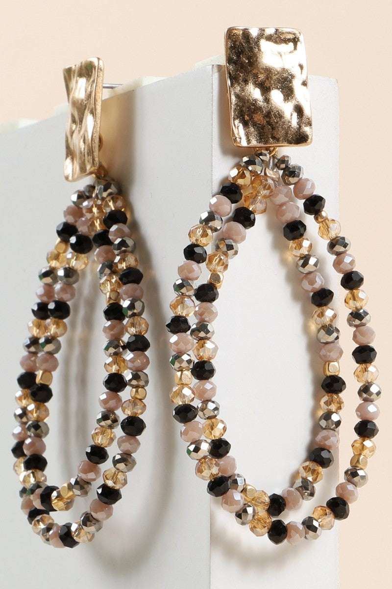 Layered Glass Beaded Tear Drop Earrings