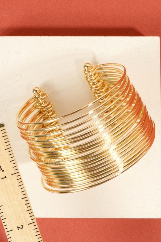 Wire Metal Layered Open Bracelet