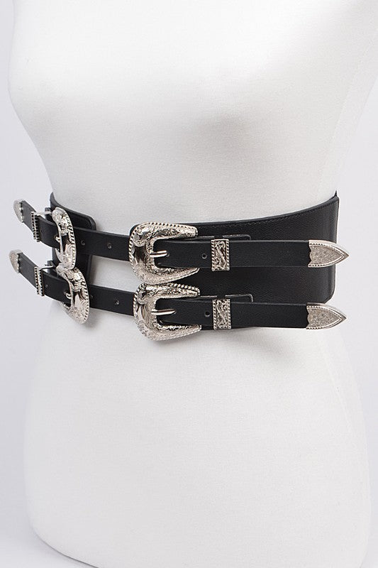 Women's Thick Swirl Metal Buckle Belt