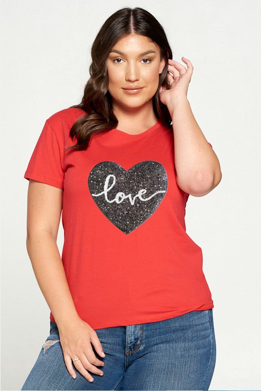 Plus Short Sleeve Love Graphic Top