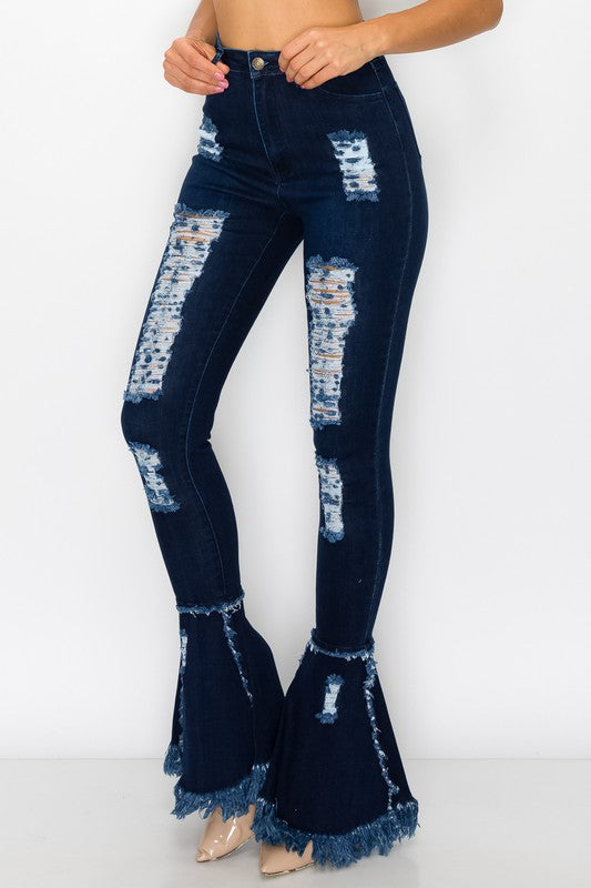 Flare Ripped Denim Jeans