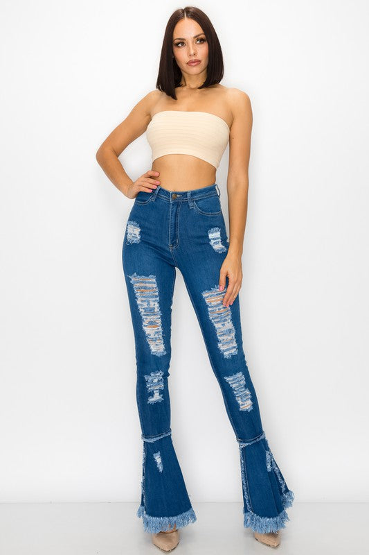 Flare Ripped Denim Jeans