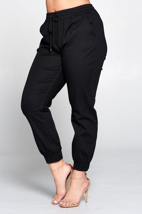 Women's Plus Size Stylish Twill Jogger Pants