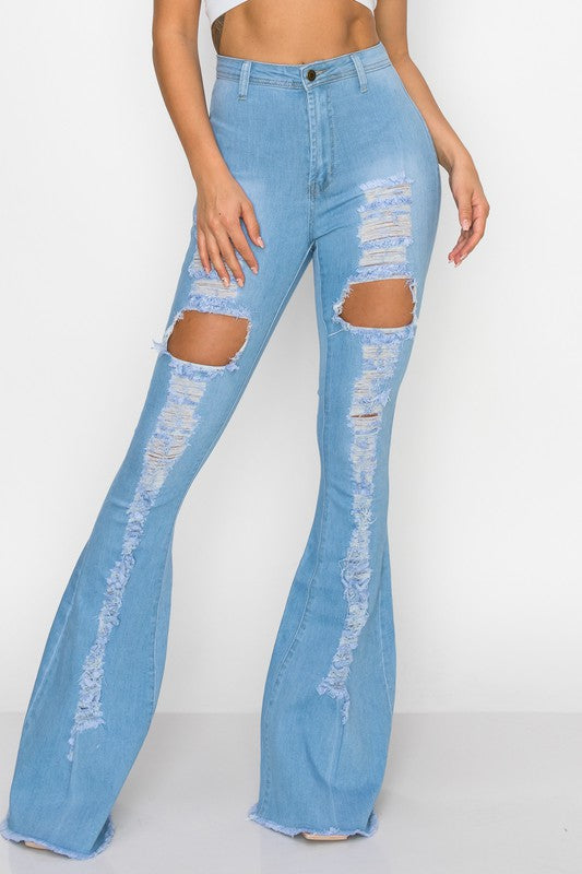 Ripped Flare High Waist Jeans