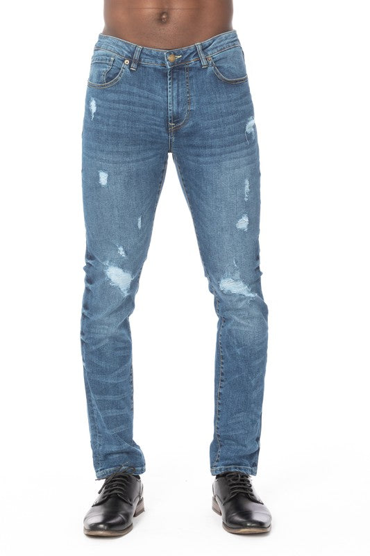 Men's Distressed Taper Denim Jeans
