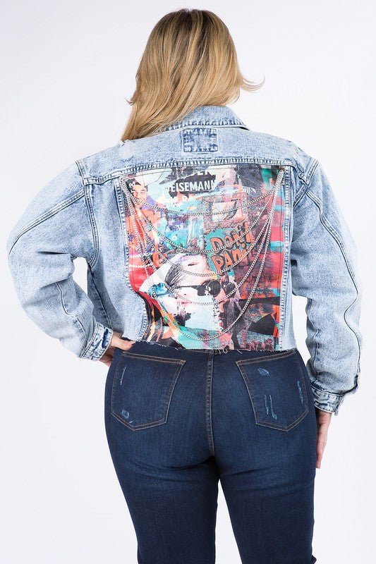 Women's Plus Cropped Denim Jacket with Chains – BPosh Beauty Bar & Boutique