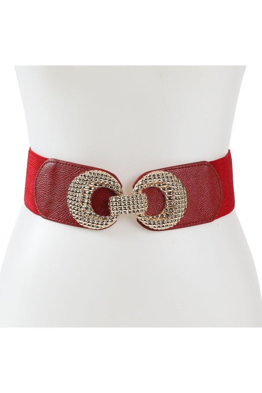 Connected Circle Buckle Elastic PU Patch Belt