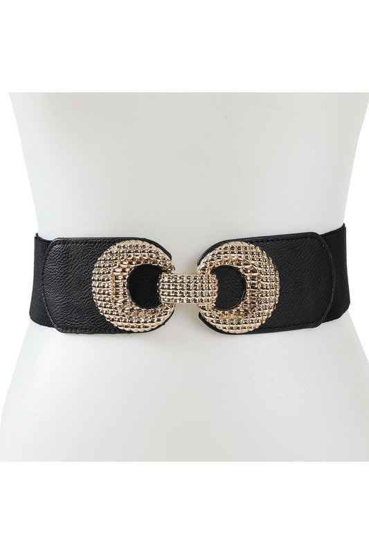 Connected Circle Buckle Elastic PU Patch Belt