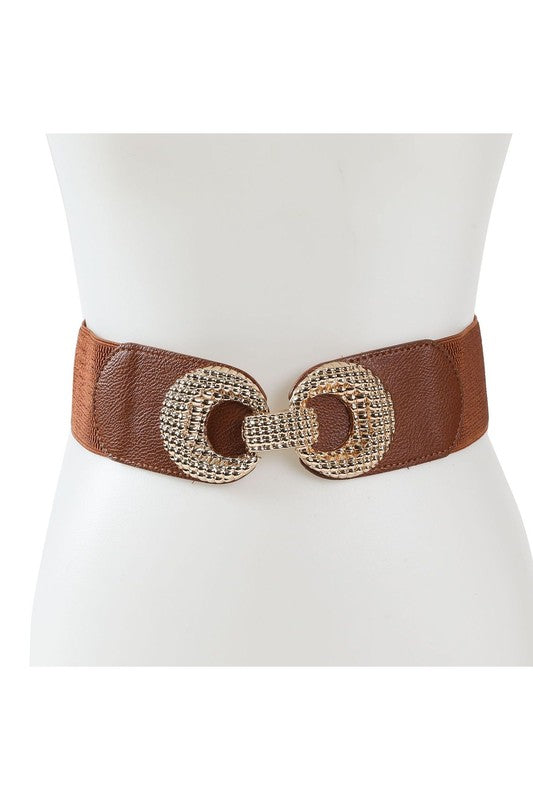 Connected Circle Buckle Elastic PU Patch Belt