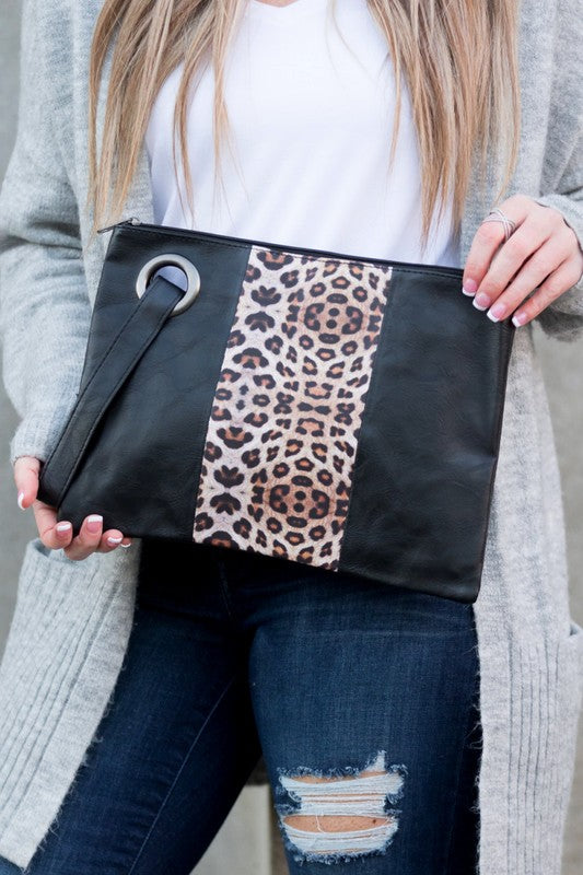 Leopard Dual Tone Clutch Purse