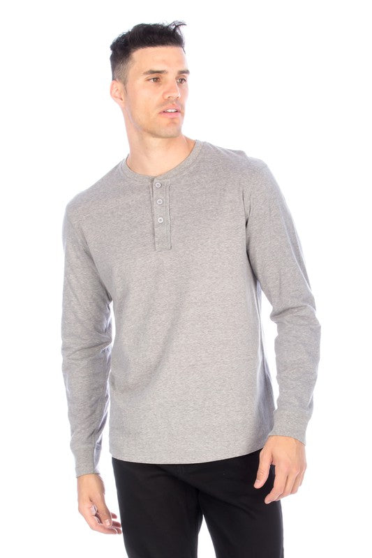 LONG SLEEVE HENLEY LIGHT GREY