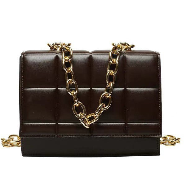 Square Quilted Chain Link Handle Purse