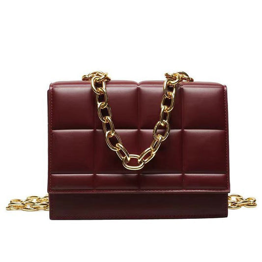 Square Quilted Chain Link Handle Purse