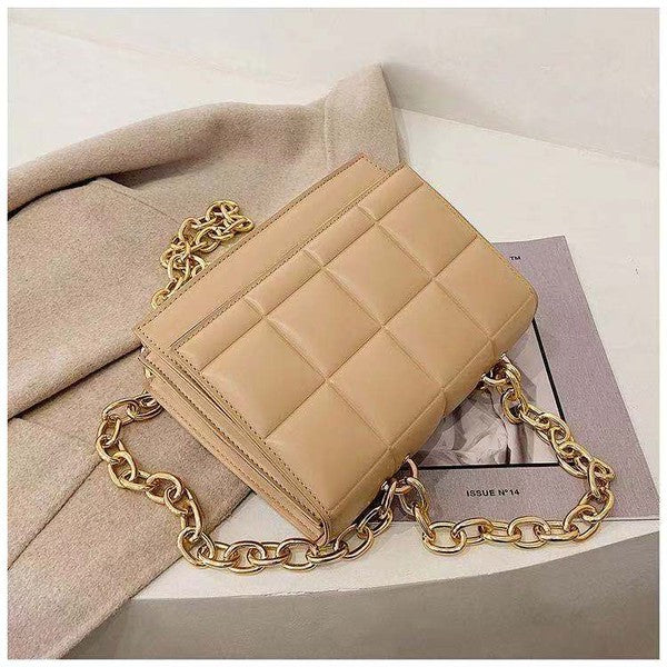 Square Quilted Chain Link Handle Purse