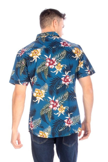 Men's Short Sleeve Floral Button Up Shirt