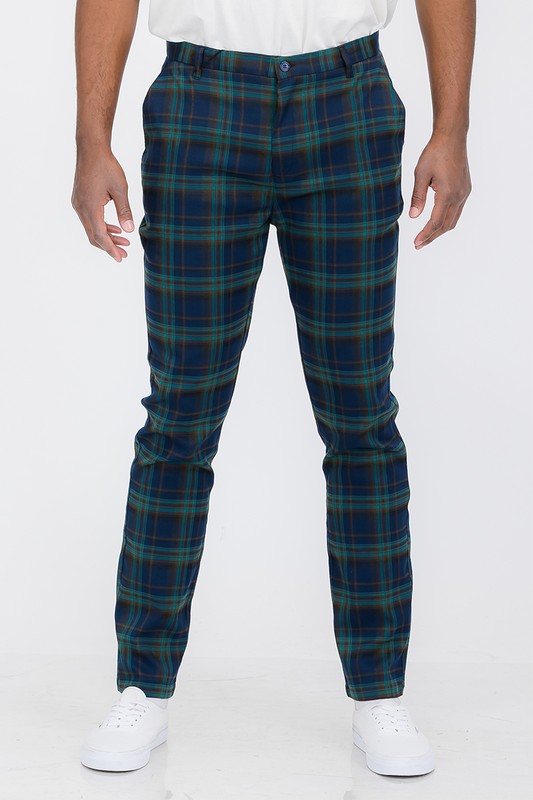 Weiv Men's Plaid Trouser Pants with Pockets