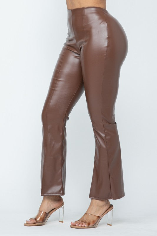 Latex Look Leggings With Back Crotch Zip Shiny Leather Pants KouCla  Black   eBay