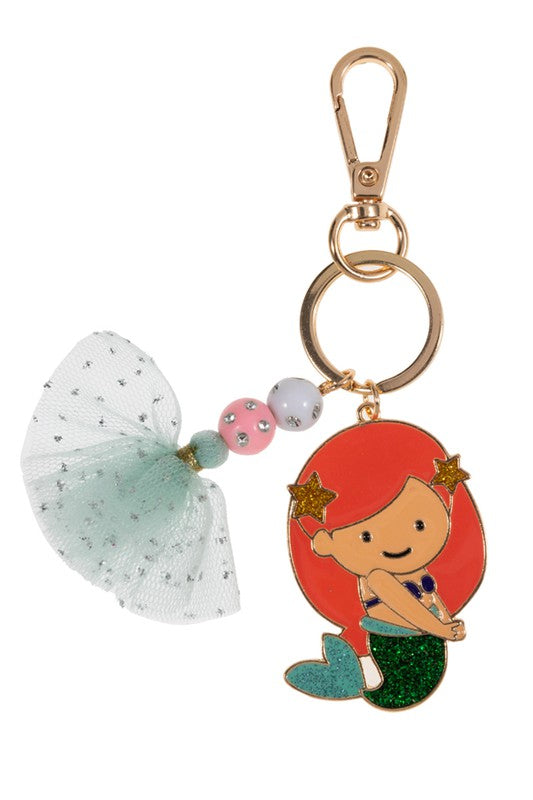 Kids Glitter Mermaid w Tassel Keychains