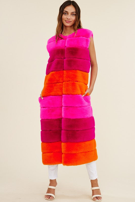 Women's Winter Faux Fur Maxi Vest