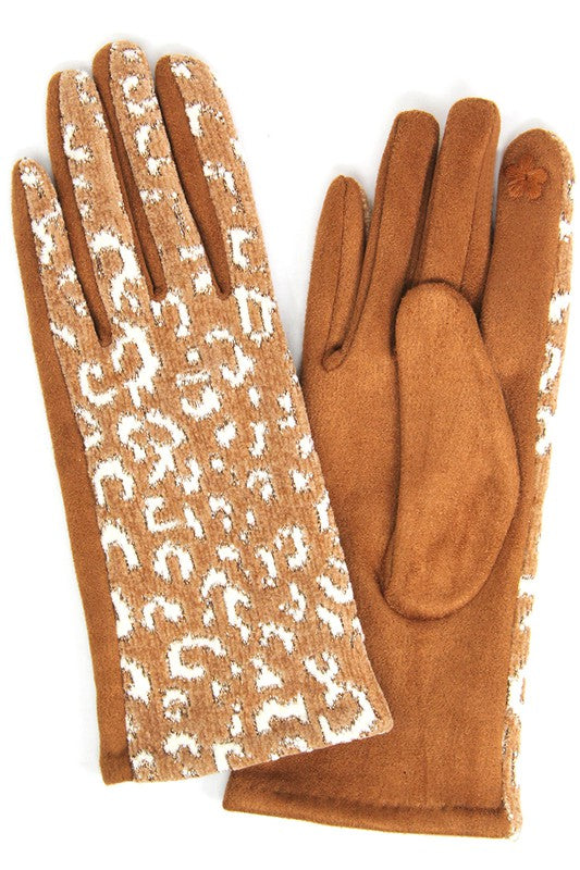 Women's Lurex Leopard Print Smart Touch Gloves