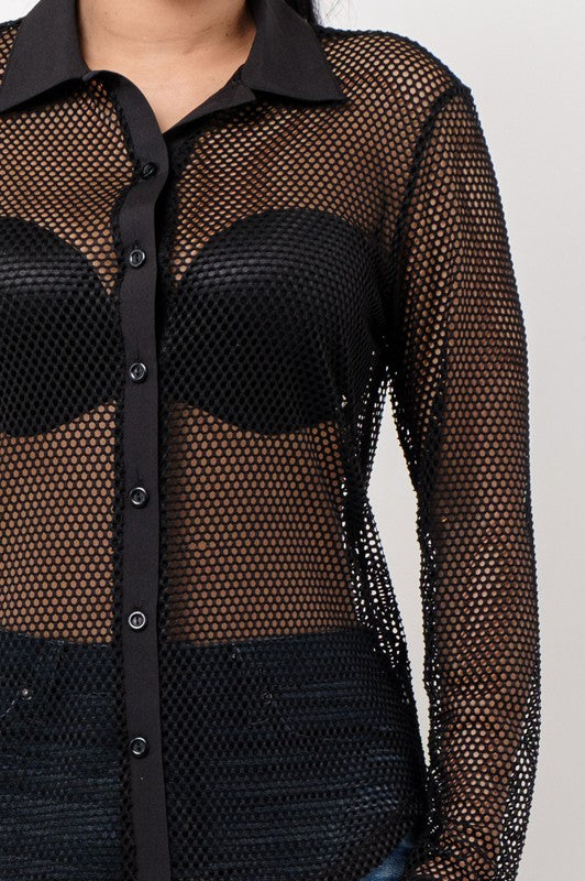 Fishnet Functional Button Down Collared Shirts