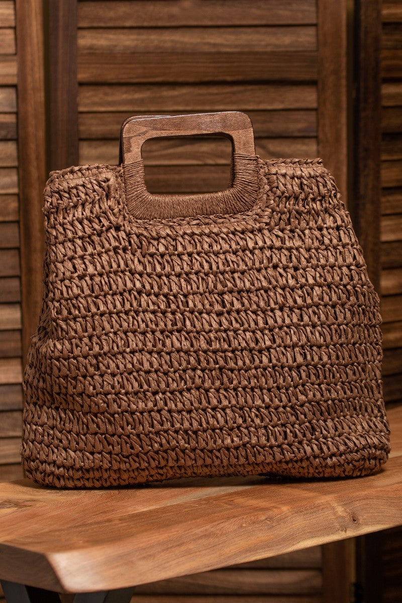 Natural Straw Crochet Bag with Wooden Handle Purse – BPosh Beauty Bar &  Boutique