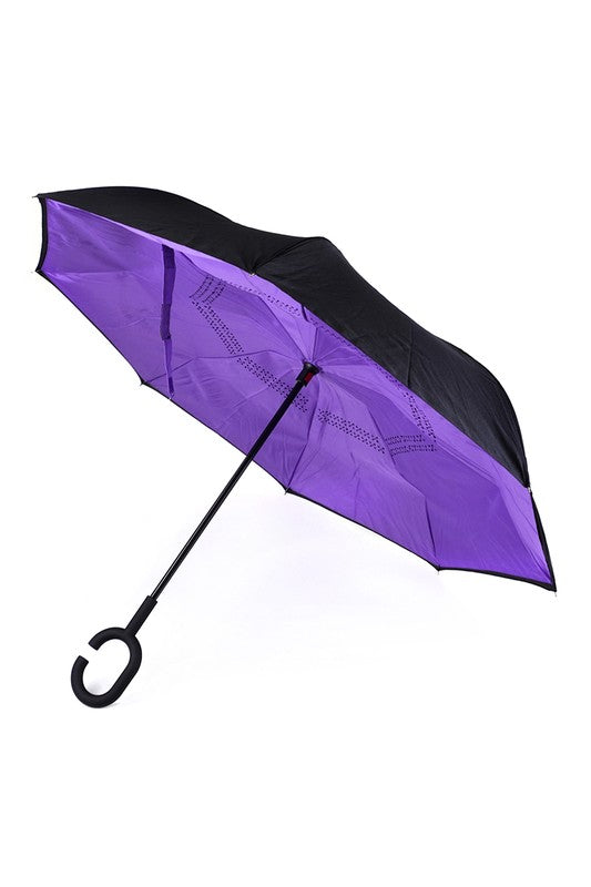 Solid Color Double Layer Inverted Umbrella