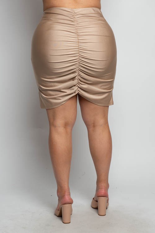 Plus Size Shirred Mini Skirt