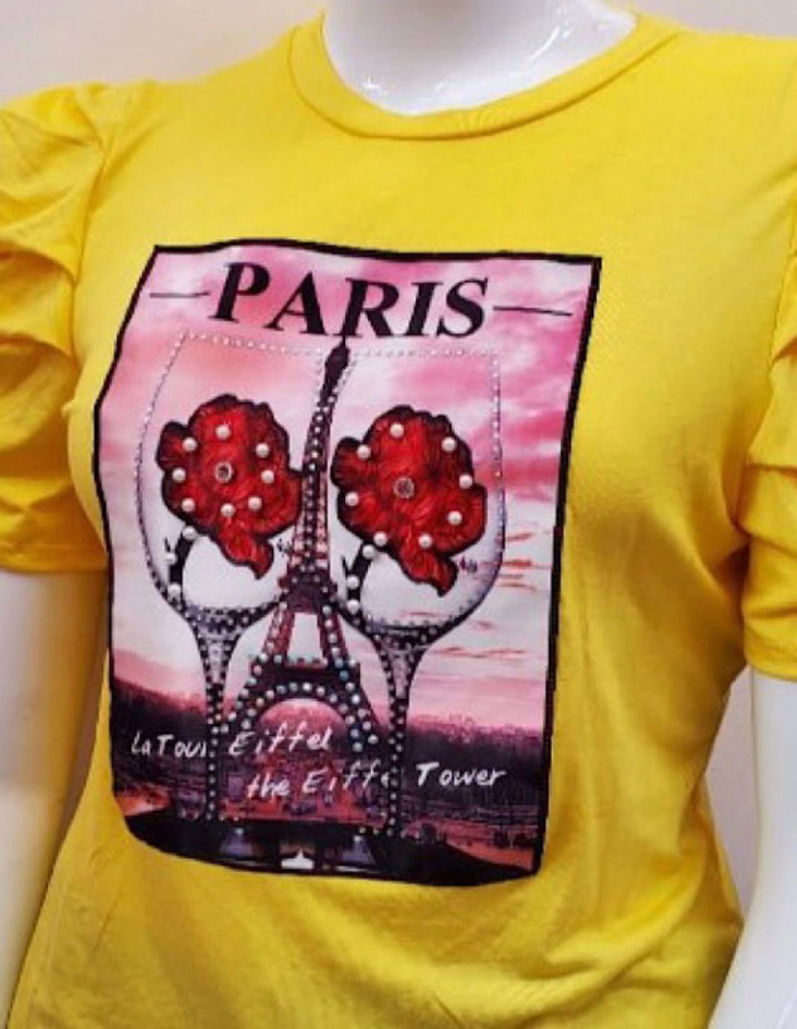 Plus Size Paris Patch Puff Sleeve Tee