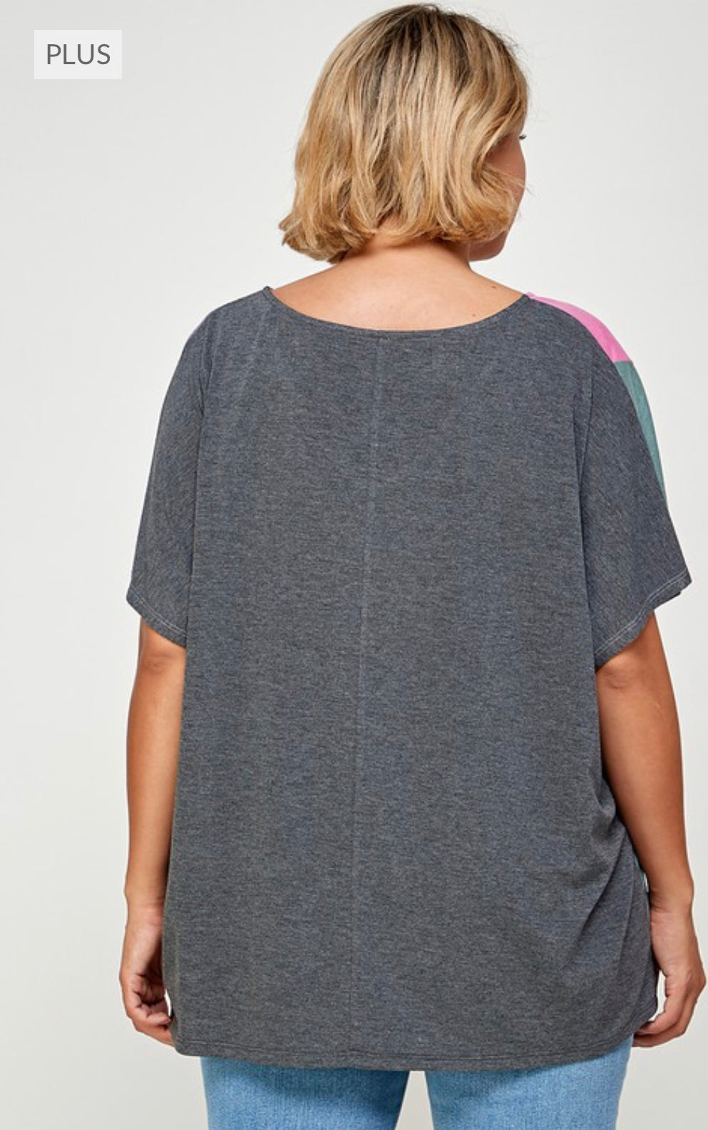 Plus Size Striped Color-block Casual Relaxed Fit V Neck Tunic Top