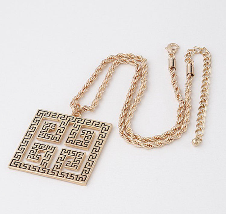 Greek Key Twisted Chain Necklace