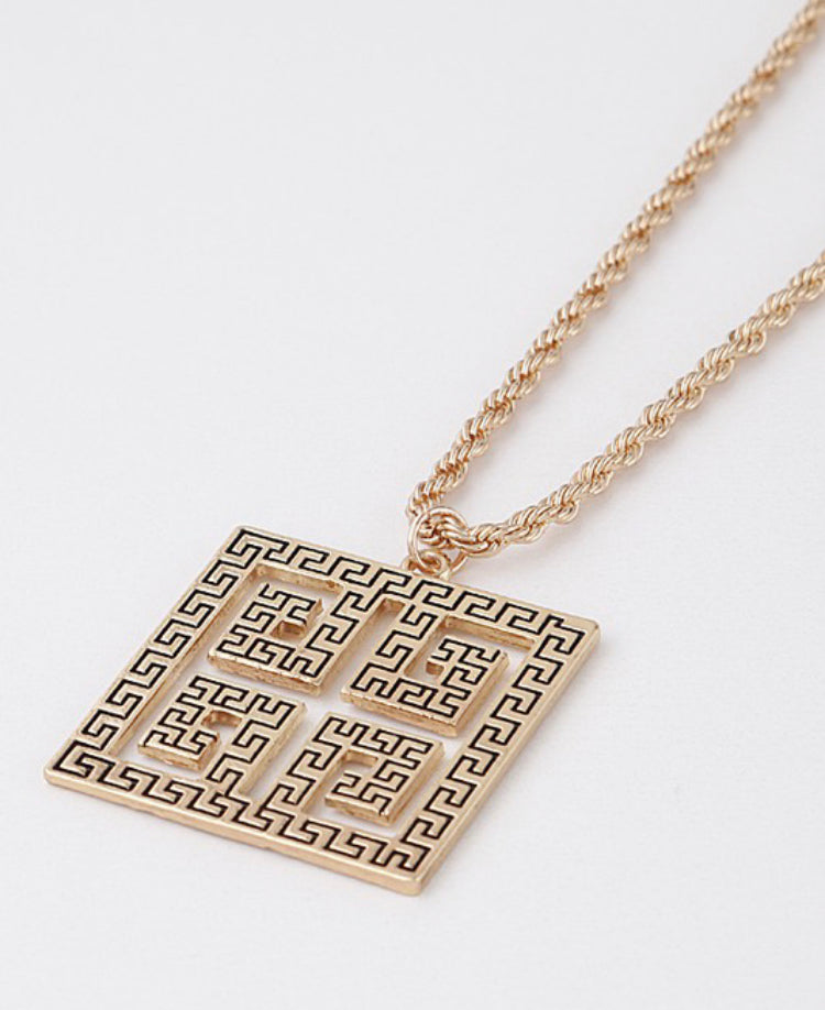 Greek Key Twisted Chain Necklace