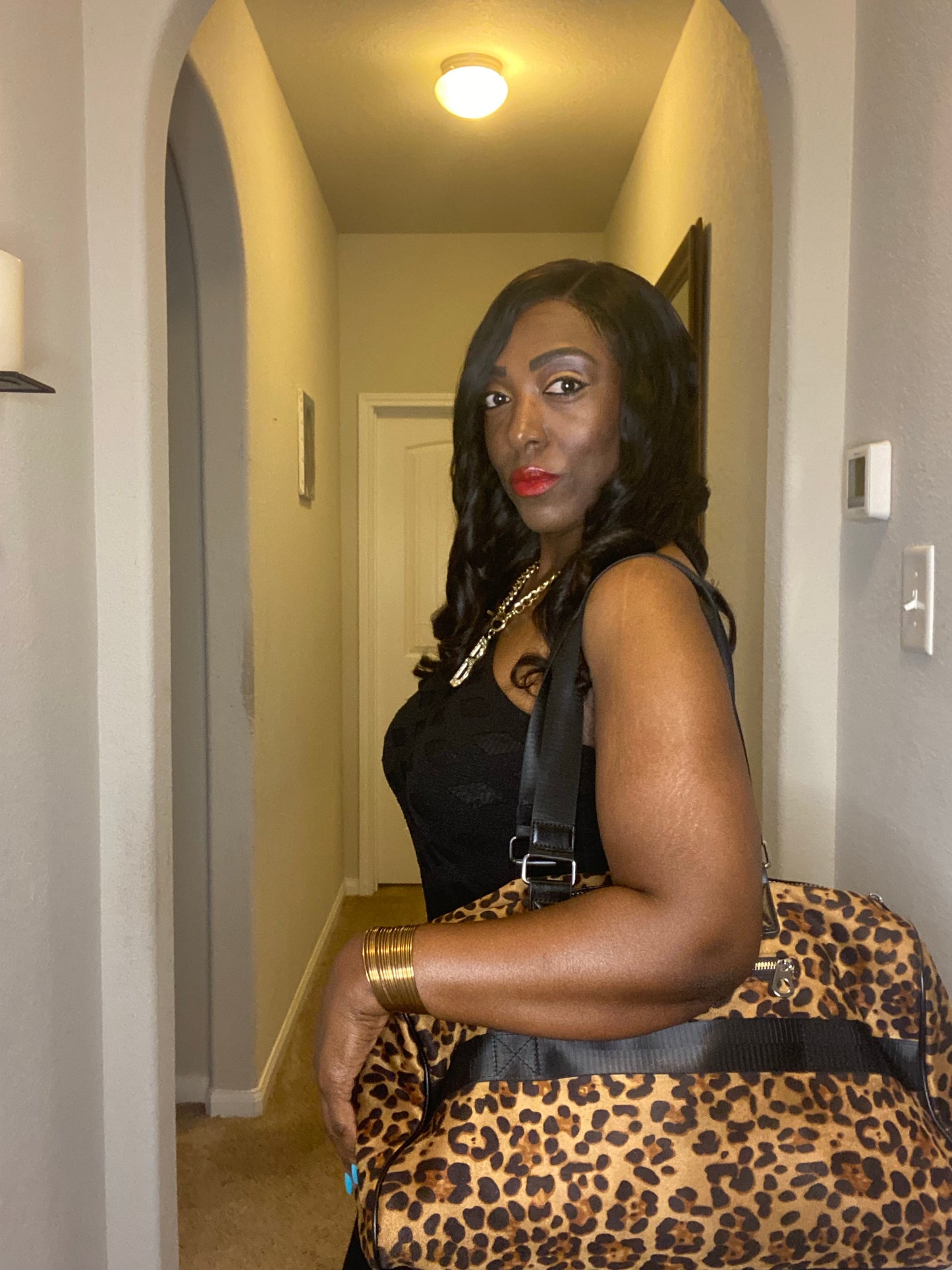 Women’s Leopard Duffel Overnight Bag