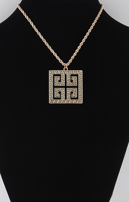 Greek Key Twisted Chain Necklace